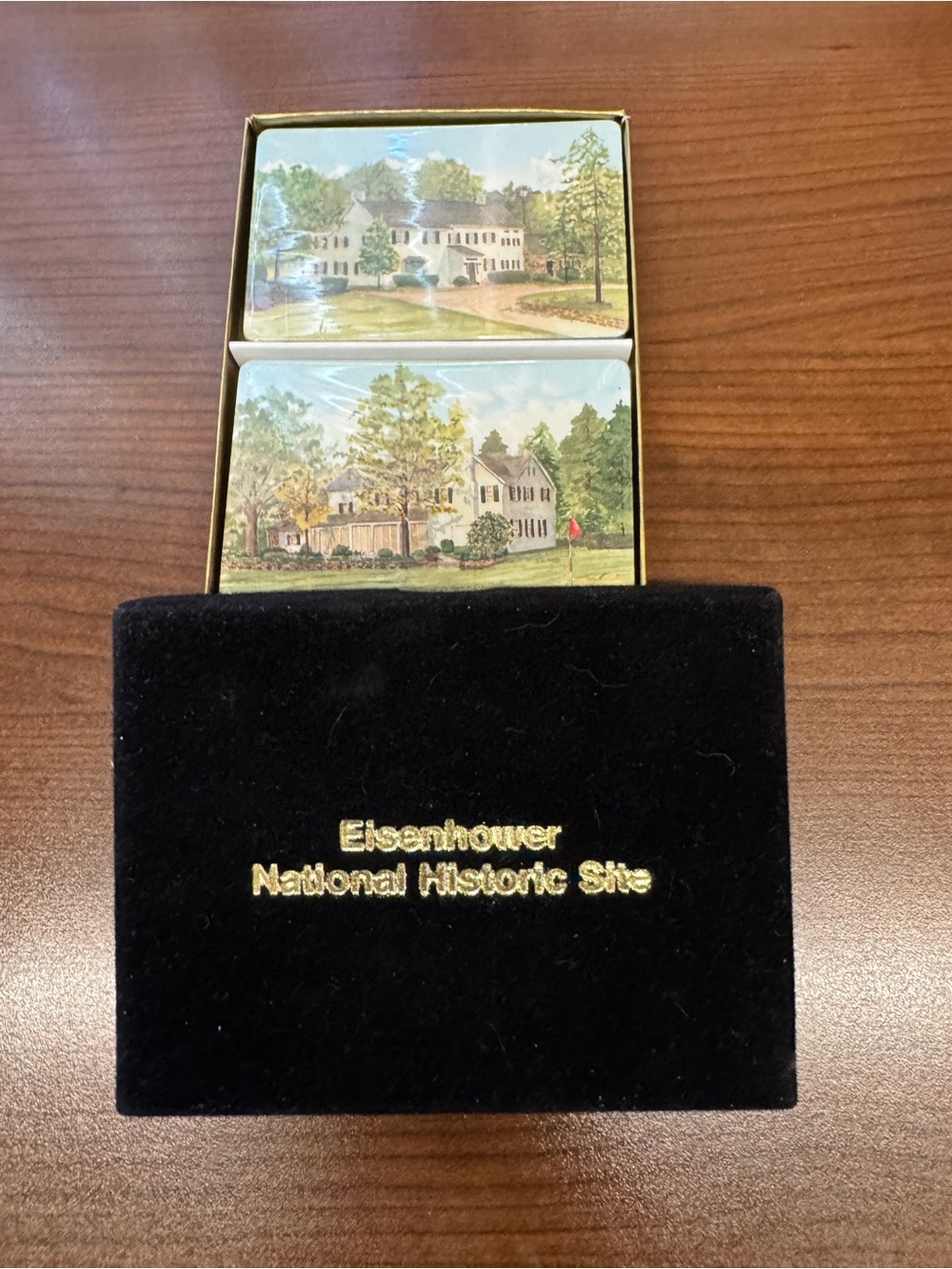 2 Vintage Sealed Card Decks With Black Velvet Eisenhower National Historic Box